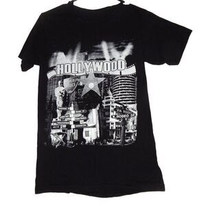 OBEY women's small vintage 100% cotton HOLLYWOOD black graphic t-shirt